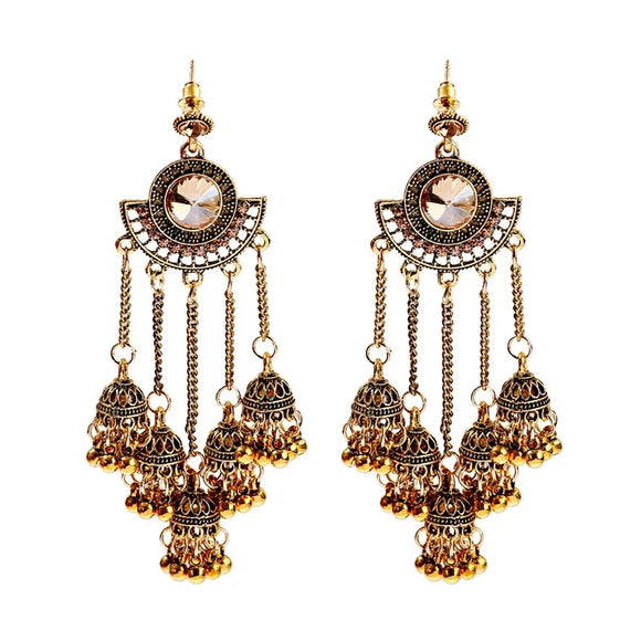 Buy Rajasthan Gems Fashion Traditional Bridal Indian Long Earrings Gold  Plated With Crystal & Pearl at Amazon.in